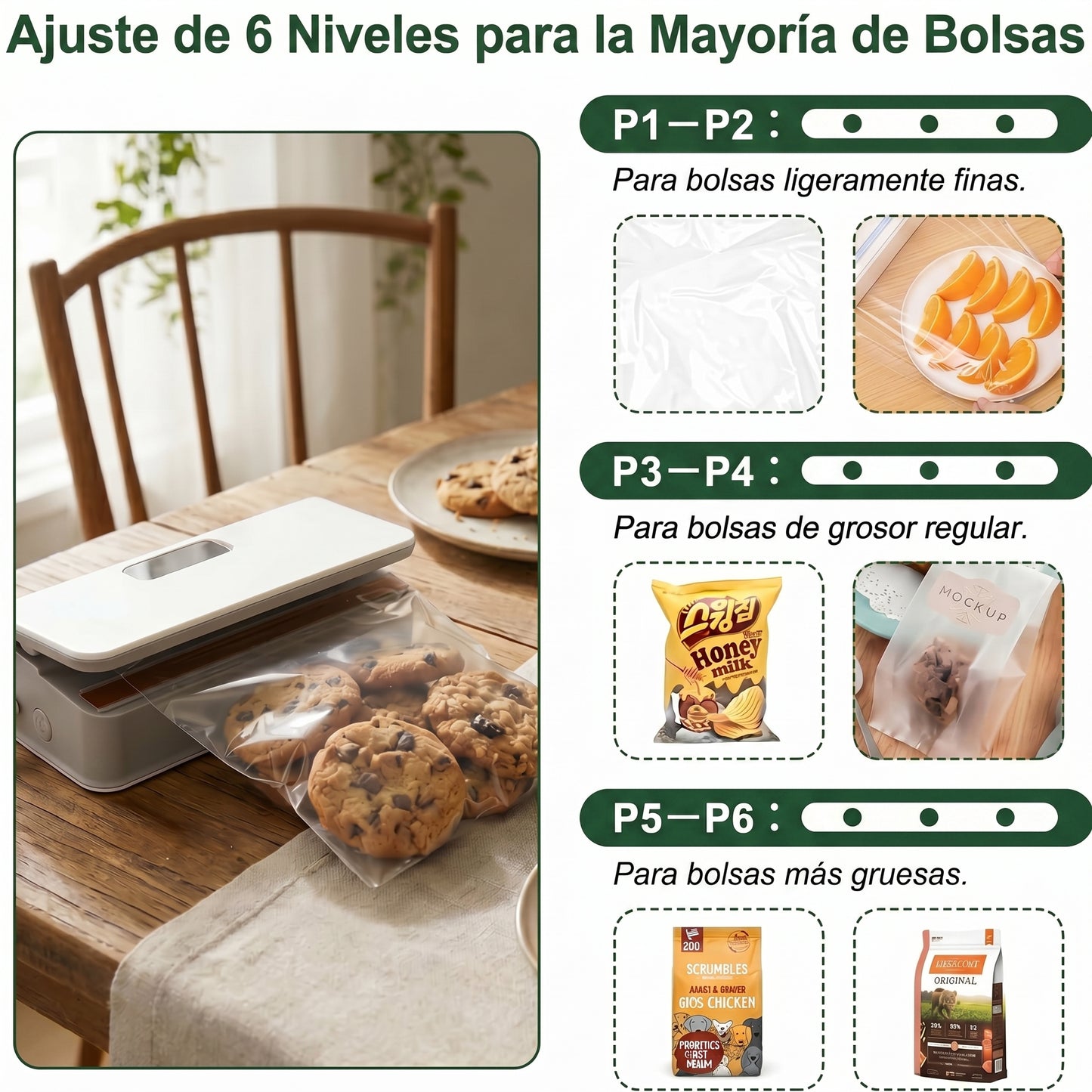 Sellador de Bolsas Portátil Magnetico con Cortador para Conservar tus Alimentos