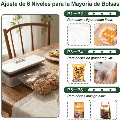 Sellador de Bolsas Portátil Magnetico con Cortador para Conservar tus Alimentos