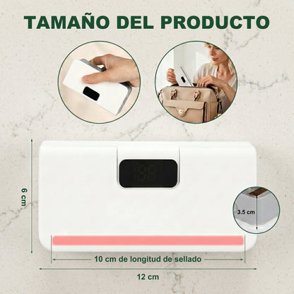 Sellador de Bolsas Portátil Magnetico con Cortador para Conservar tus Alimentos